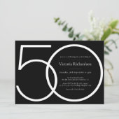 Moderne Klasse Schwarz-weiß Minimalistisch 50. Geb Einladung (Stehend Vorderseite)
