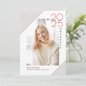 Moderne Klasse von 2025 Graduierte schwarz, rot Fo Ankündigung (Stehend Vorderseite)