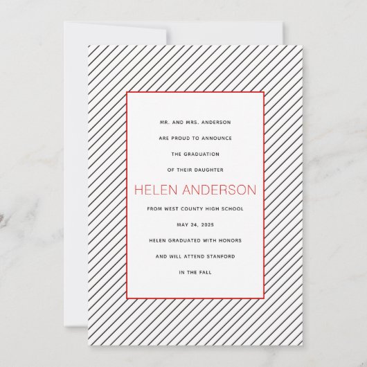 Moderne Klasse von 2025 Graduierte schwarz, rot Fo Ankündigung (Rückseite)