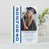 Moderne Klasse von 24, Blau-Weiß-Abschluss Einladung (Stehend Vorderseite)