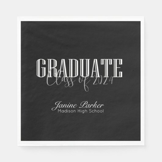 Moderne Klassenjahr Classic Black Graduation Party Serviette (Vorderseite)