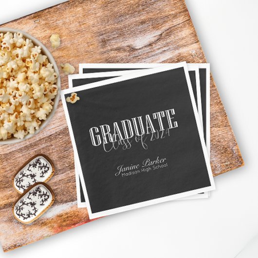 Moderne Klassenjahr Classic Black Graduation Party Serviette