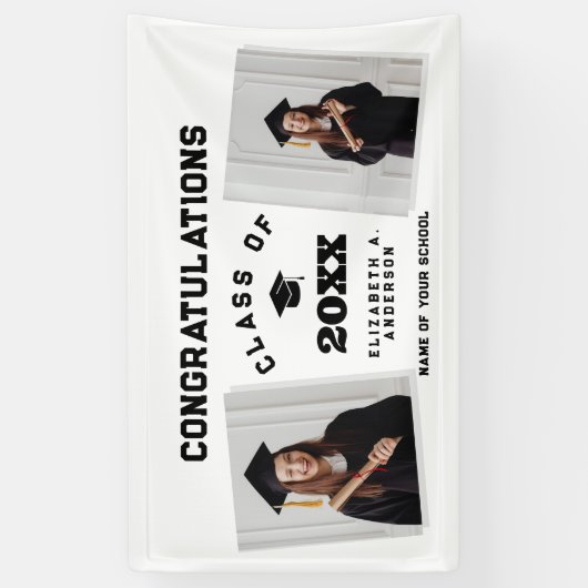 Moderne Klassik 2024 Graduate 2 Foto Abschluss Banner (Vertikal)