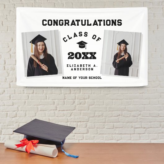 Moderne Klassik 2024 Graduate 2 Foto Abschluss Banner