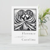 Moderne Klassik Art Deco Schwarz & Weiß Hochzeit Einladung (Stehend Vorderseite)