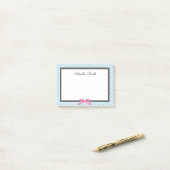 Moderne Klassik Blue Polka Dot Pink Ribbon Post-it Klebezettel (Auf Schreibtisch)