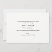 Moderne Klassik Danke Baby Foto Ankündigung (Rückseite)