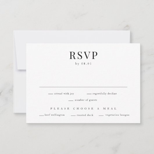 Moderne Klassik Einfache Hochzeit RSVP Karte (Vorderseite)