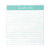 Moderne Klassik Elegante Aqua Script Personalisier Notizblock (Vorderseite)