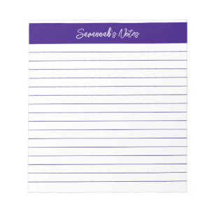 Moderne Klassik Elegante Lila Schrift Personalisie Notizblock