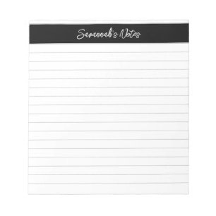Moderne Klassik Elegantes Schwarzes Skript Persona Notizblock