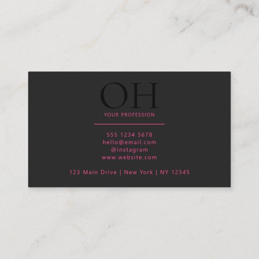 Moderne Klassik für Schwarz und Rosa Script Visitenkarte (Rückseite)