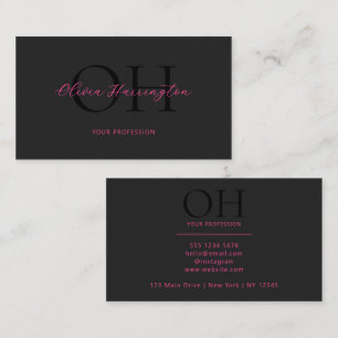 Moderne Klassik für Schwarz und Rosa Script Visitenkarte