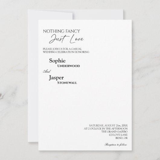 Moderne Klassik - nichts Extravagant nur Liebe Hoc Einladung (Vorderseite)