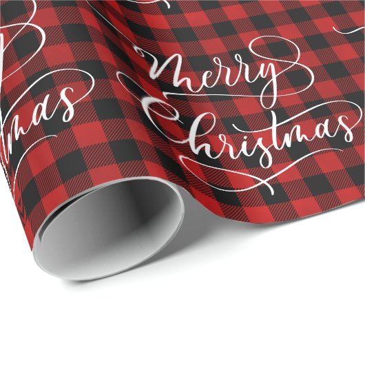 Moderne Klassik Rot Kariert Frohe Weihnachtsfeiert Geschenkpapier (Rolleneckpunkt)