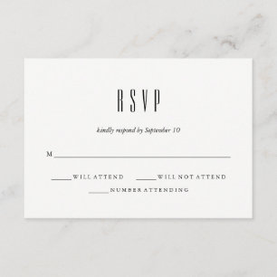 Moderne Klassik RSVP für Schwarze und Weiße Hoch Karte