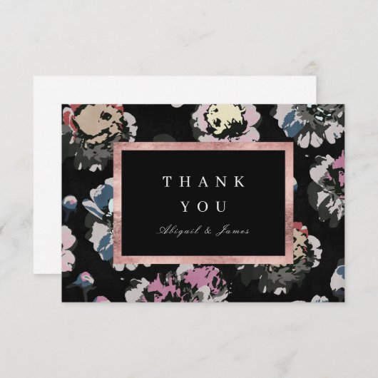 Moderne Klassik Schwarz abstrakt florale Vielen Da Dankeskarte (Vorne/Hinten)