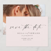 Moderne, klassisch rosa Hochzeit rettet das Datum Save The Date (Vorne/Hinten)