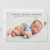 Moderne klassische Baby Boy Foto Collage Geburt Ankündigung (Vorderseite)