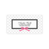 Moderne klassische Black Polka Dot Pink Ribbon-Adr Adressaufkleber (Vorne)