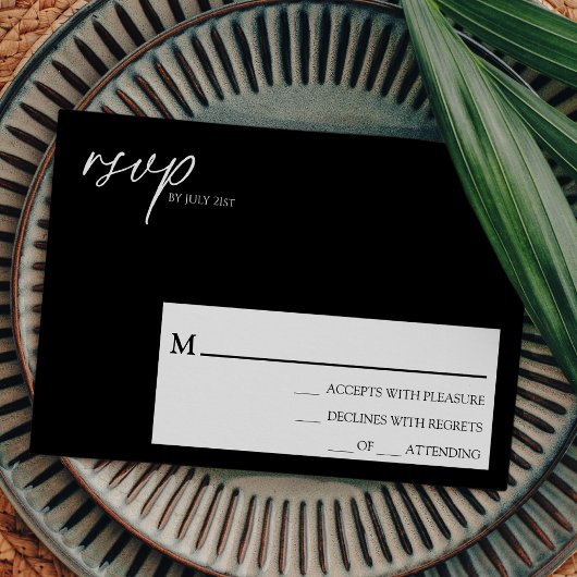 Moderne klassische Black Wedding einfache RSVP-Kar RSVP Karte