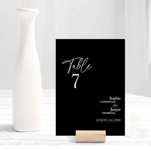 Moderne klassische Black Wedding Tischnummer Card