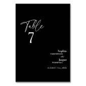 Moderne klassische Black Wedding Tischnummer Card (Rückseite)