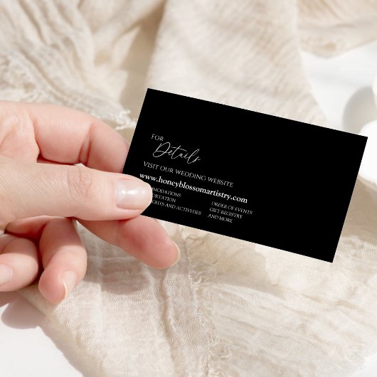 Moderne klassische Black Wedding Website Begleitkarte
