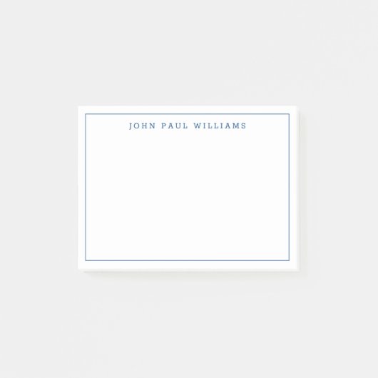 Moderne, klassische, blaue, formale, dünne Grenzli Post-it Klebezettel (Vorderseite)