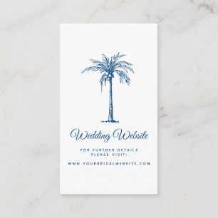 Moderne klassische blaue Palm-Beach-Hochzeits-Webs Begleitkarte