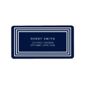 Moderne, klassische, blaue, weiße Grenzen Adresse Adressaufkleber (Vorne)