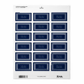 Moderne, klassische, blaue, weiße Grenzen Adresse Adressaufkleber (Vorne)