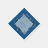 Moderne klassische Blue-Gold-Cross-Taufe Serviette (Ecke)