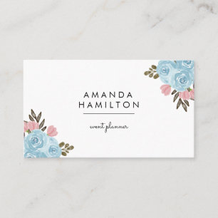 Moderne, klassische Blume und Blätter des BLAU-Was Visitenkarte