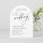 Moderne klassische Blush Arch Hochzeit Einladung (Stehend Vorderseite)