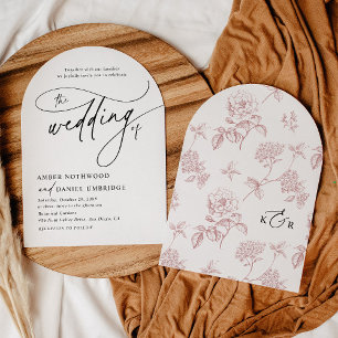 Moderne klassische Blush Arch Hochzeit Einladung