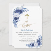 Moderne klassische Blüten Croy Mi Bautizo Einladung (Vorderseite)