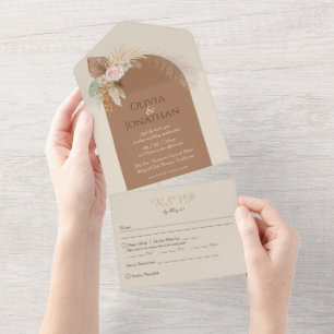 Moderne klassische Boho Rustikale Beige Braun Hoch All In One Einladung