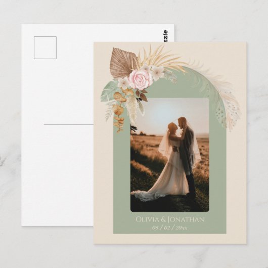 Moderne klassische Boho Rustikale Beige-Münzprägun Postkarte (Vorne/Hinten)