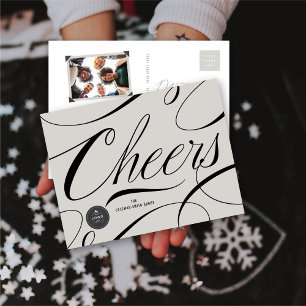 Moderne Klassische Cheers Calligraphy Elegante Bus Feiertagspostkarte