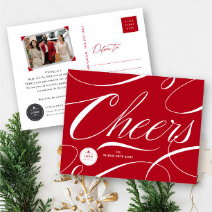 Moderne Klassische Cheers Calligraphy Elegante Bus Feiertagspostkarte