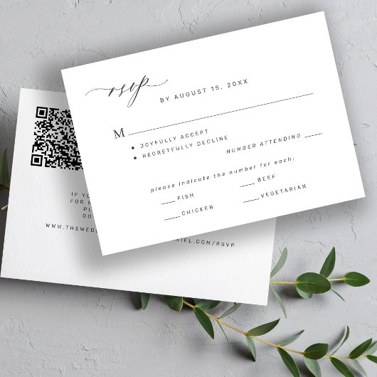 Moderne klassische E-Mail oder QR-Code Hochzeit RSVP Karte