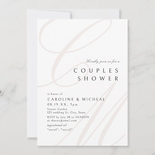 Moderne klassische Elegance Calligraphy Couples Du Einladung (Vorderseite)