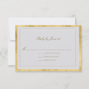 Moderne Klassische Elfenbein-Gold-Formale Hochzeit RSVP Karte