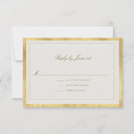 Moderne Klassische Erhabene Goldene Ecru Formale H RSVP Karte