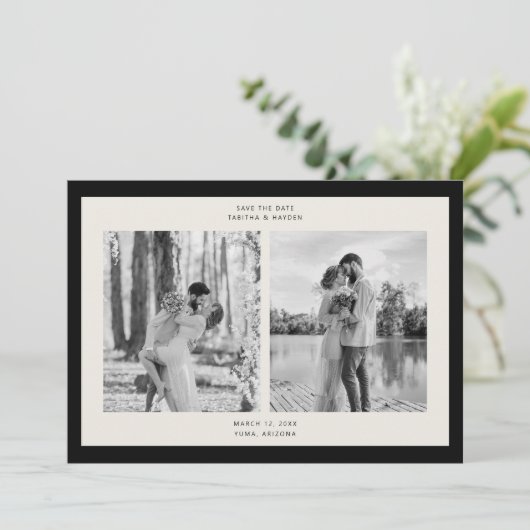 Moderne klassische Foto-Frame-Save the Date-Karte Save The Date (Stehend Vorderseite)