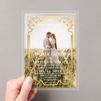 Moderne klassische Foto-Hochzeit Acryleinladungen