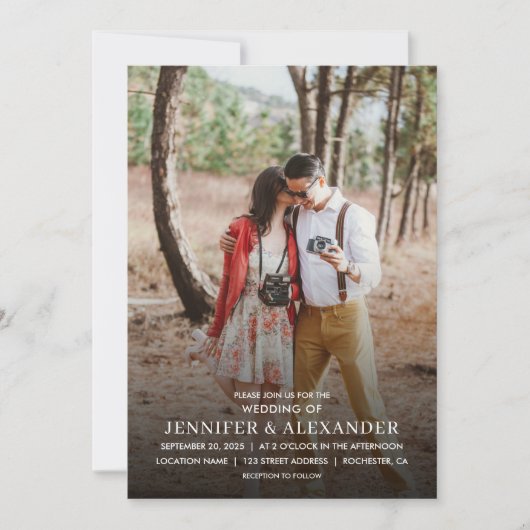 Moderne klassische Foto-Hochzeit Einladung (Vorderseite)
