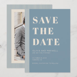 Moderne klassische Foto-Save-the-Date-Karte mit bl Einladung