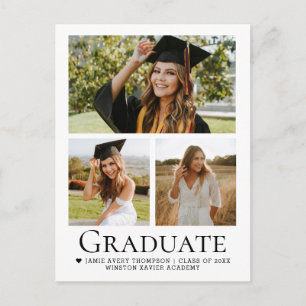 Moderne klassische Fotocollage für Absolventen Postkarte